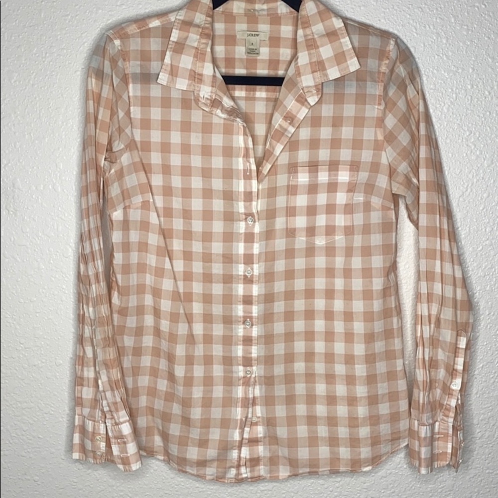 Gingham blush long sleeve button down by Jcrew